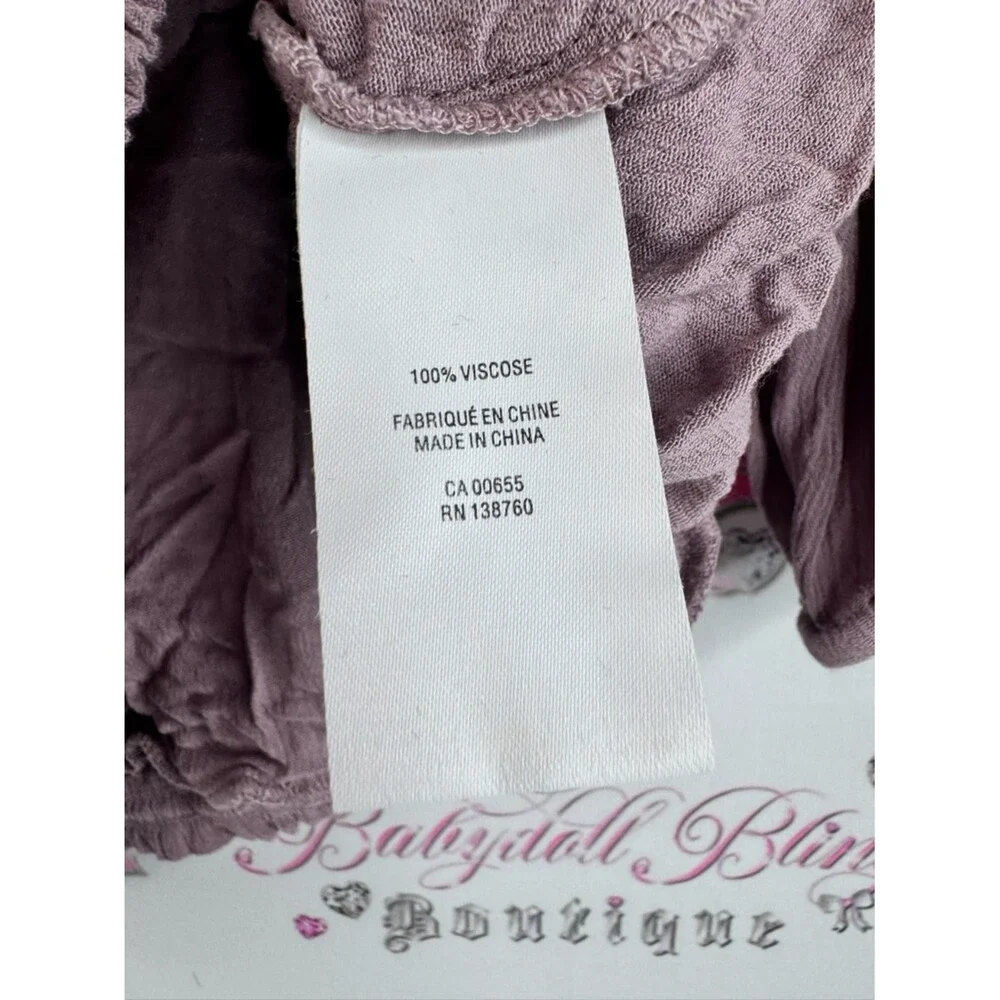 Reitmans long sleeve smocked flowy purple pink Mauve Button-Front Gauze Blouse - Picture 8 of 10